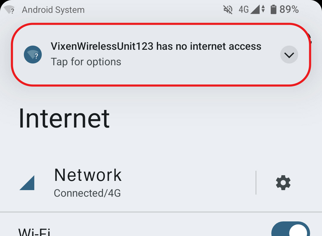 Android Wi-Fi connection pop-up step 1